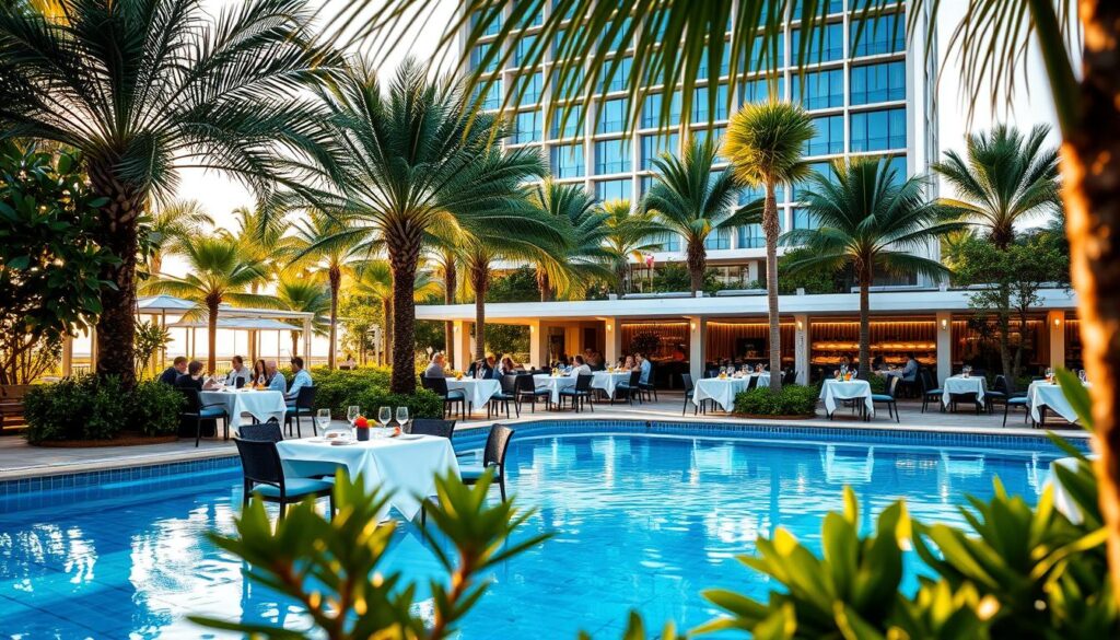 Poolside Dining at Hotels with Swimming Pools